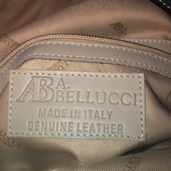 AB A BELLUCCI MADE IN I TALY LEATHER GRAY/TAN HANDBAG - Picture 6 of 10